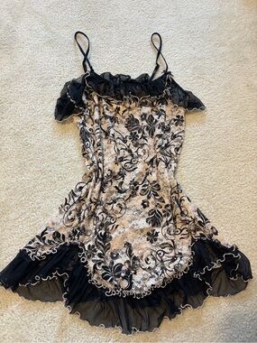 In Bloom Black and Cream Floral Lace Slip